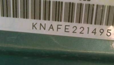 VIN prefix KNAFE2214950