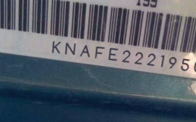 VIN prefix KNAFE2221950