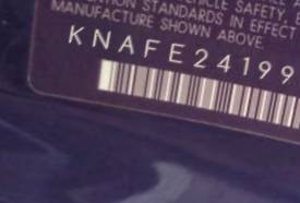 VIN prefix KNAFE2419950