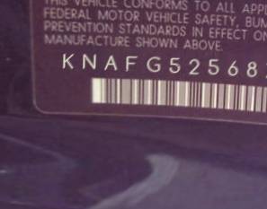 VIN prefix KNAFG5256872