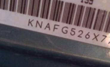 VIN prefix KNAFG526X771
