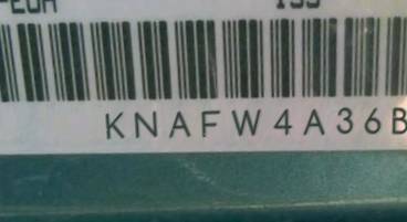 VIN prefix KNAFW4A36B54