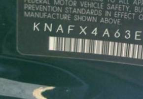 VIN prefix KNAFX4A63E50