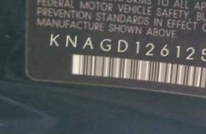 VIN prefix KNAGD1261251