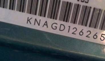 VIN prefix KNAGD1262654