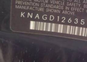 VIN prefix KNAGD1263554