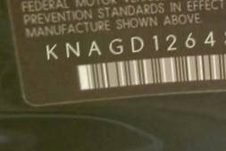 VIN prefix KNAGD1264351