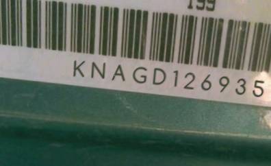 VIN prefix KNAGD1269351