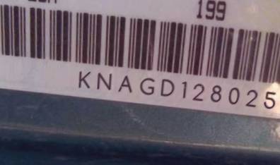 VIN prefix KNAGD1280251