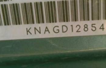 VIN prefix KNAGD1285453