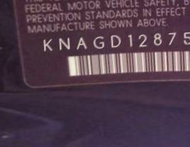 VIN prefix KNAGD1287553