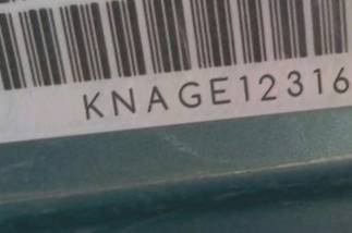 VIN prefix KNAGE1231650