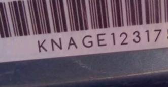 VIN prefix KNAGE1231751