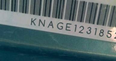 VIN prefix KNAGE1231852