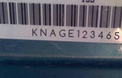 VIN prefix KNAGE1234650