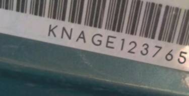 VIN prefix KNAGE1237650