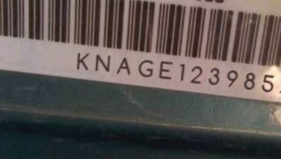 VIN prefix KNAGE1239852