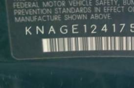 VIN prefix KNAGE1241751