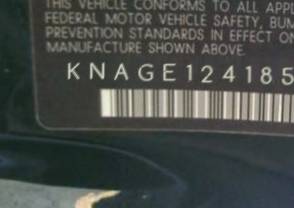 VIN prefix KNAGE1241852