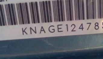 VIN prefix KNAGE1247851