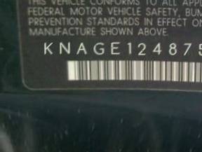 VIN prefix KNAGE1248751