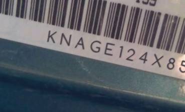 VIN prefix KNAGE124X851