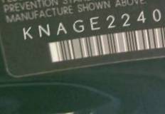VIN prefix KNAGE2240952