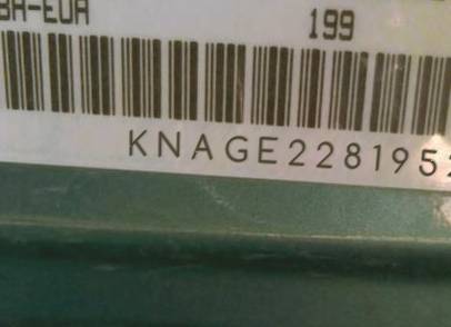 VIN prefix KNAGE2281952