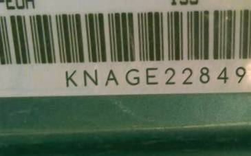 VIN prefix KNAGE2284953