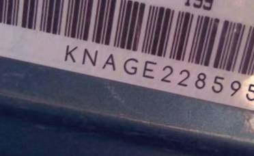 VIN prefix KNAGE2285952