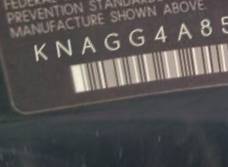 VIN prefix KNAGG4A85A54