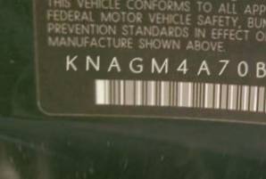 VIN prefix KNAGM4A70B50
