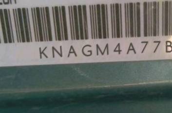 VIN prefix KNAGM4A77B50