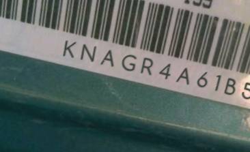 VIN prefix KNAGR4A61B50