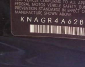 VIN prefix KNAGR4A62B51