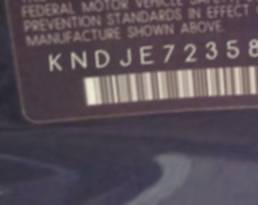 VIN prefix KNDJE7235874