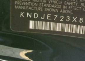 VIN prefix KNDJE723X875