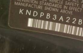 VIN prefix KNDPB3A22B70