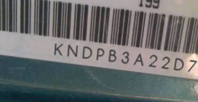 VIN prefix KNDPB3A22D73