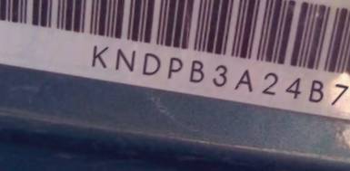 VIN prefix KNDPB3A24B71