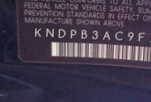 VIN prefix KNDPB3AC9F76
