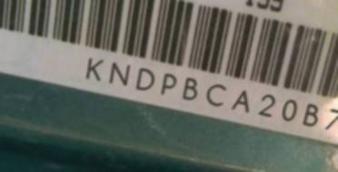 VIN prefix KNDPBCA20B70