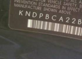 VIN prefix KNDPBCA22B71