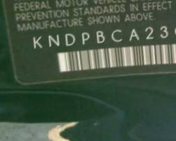VIN prefix KNDPBCA23C73