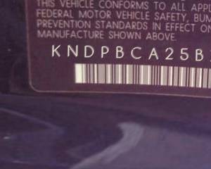 VIN prefix KNDPBCA25B70