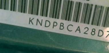 VIN prefix KNDPBCA28D74
