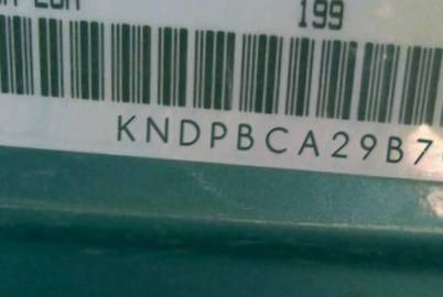 VIN prefix KNDPBCA29B70