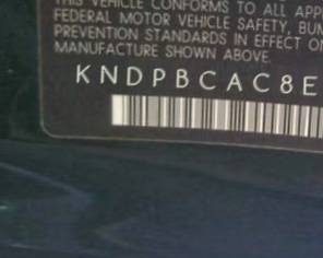 VIN prefix KNDPBCAC8E76