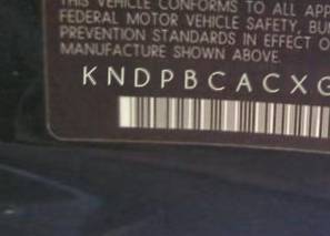 VIN prefix KNDPBCACXG78