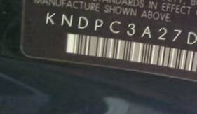VIN prefix KNDPC3A27D74